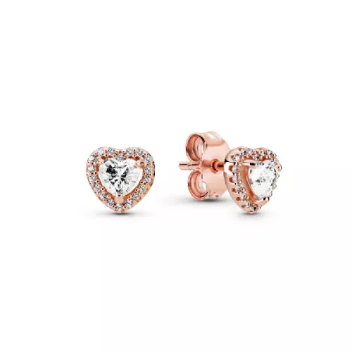 Heart Pandora Rose stud earrings with cl - 288427C01