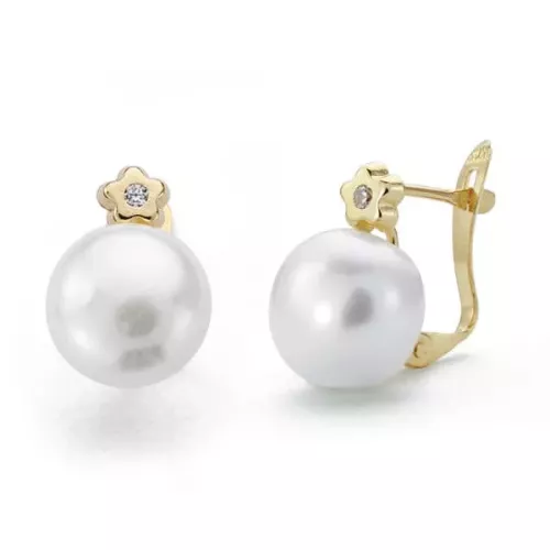 9K PENDIENTES ORO AMARILLO PERLA 13X9 MMCATALAN CIERRE CATALAN 0