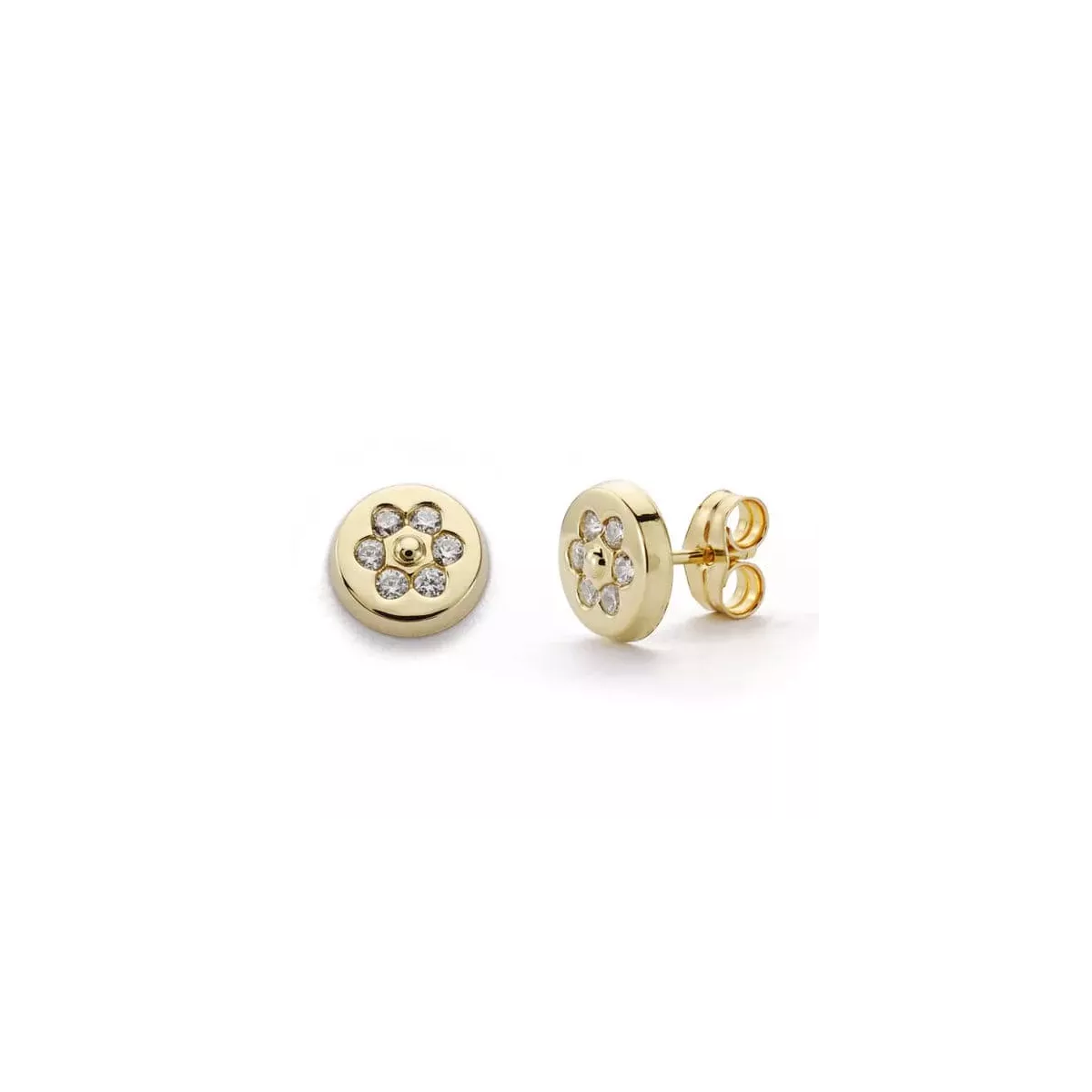 9K PENDIENTES ORO AMARILLO REDONDOS 8 MM CIERRE PRESION 0