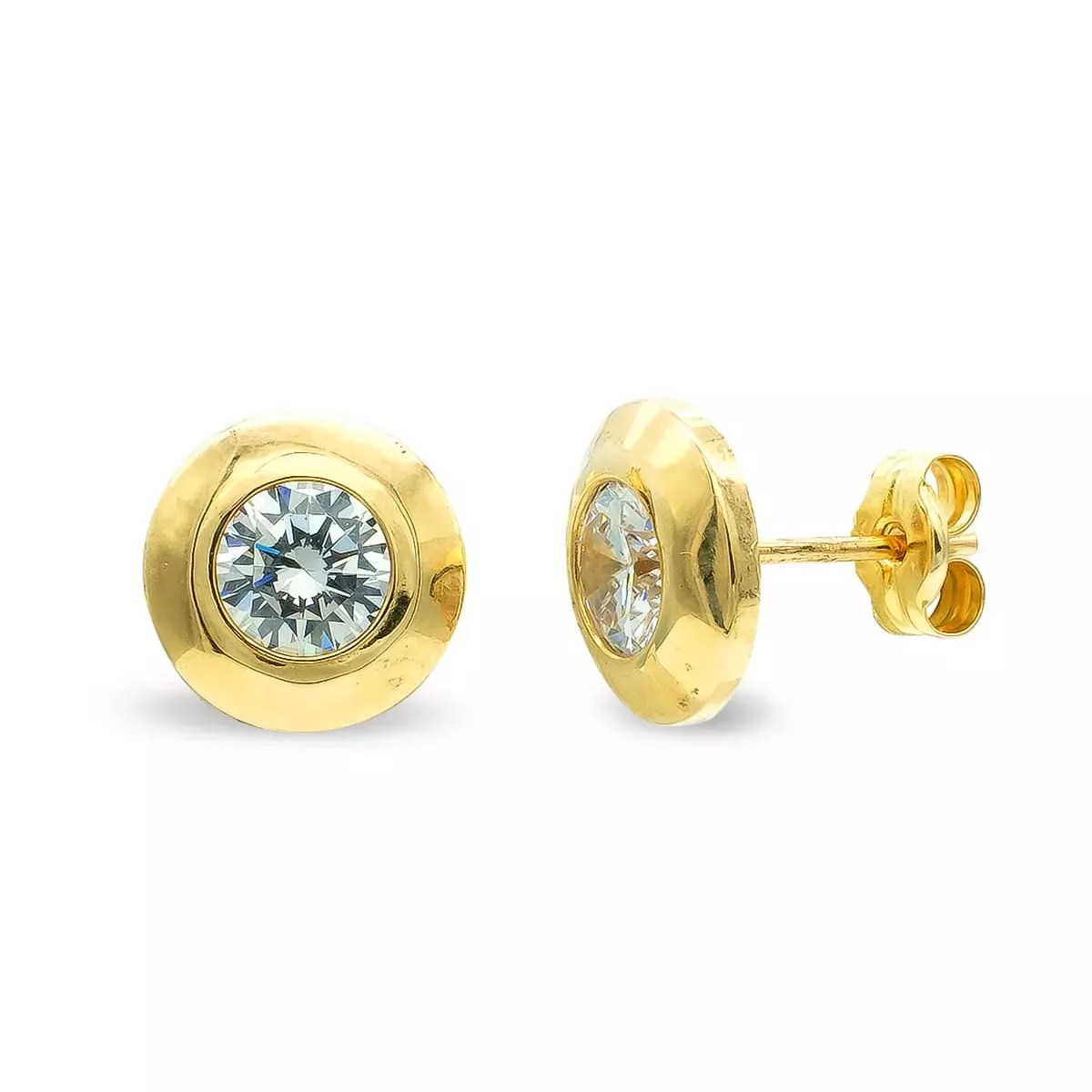 9K PENDIENTES ORO AMARILLO 9 MM CIRCONITA 5 MM CIERRE PRESION 0