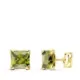 9K PENDIENTES ORO AMARILLO 4 GARRAS OLIVINA NATURAL 6X6 MM 2.30 QTS PRESION 0