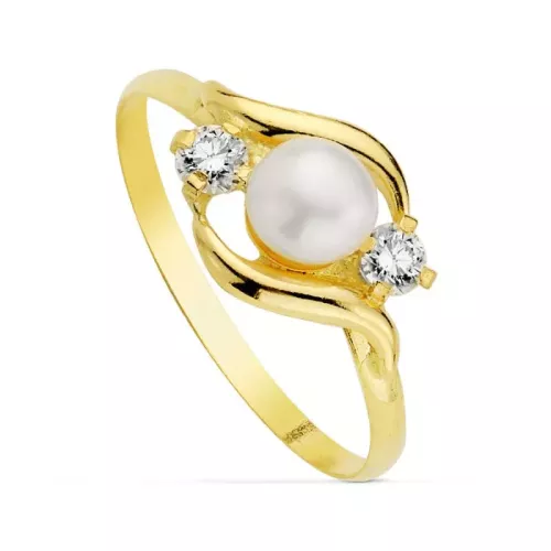 18K SORTIJA ORO AMARILLO MOTIVO CON PERLA 4