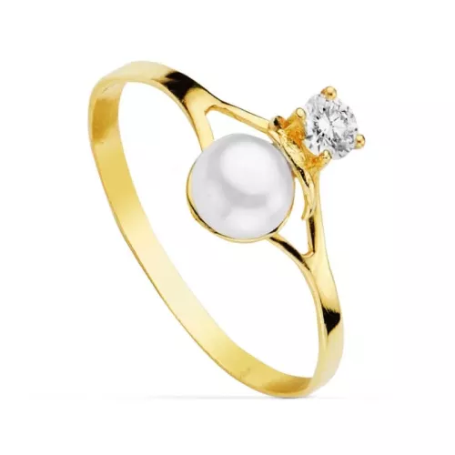 18K SORTIJA ORO AMARILLO CON PERLA DE 4