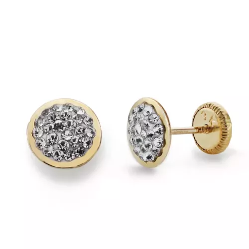 9K PENDIENTES ORO AMARILLO CIRCONITA 6 MM CIERRE TUERCA 0
