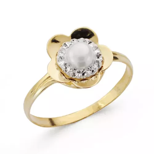 18K SORTIJA ORO AMARILLO MOTIVO FLOR CON PERLA 4