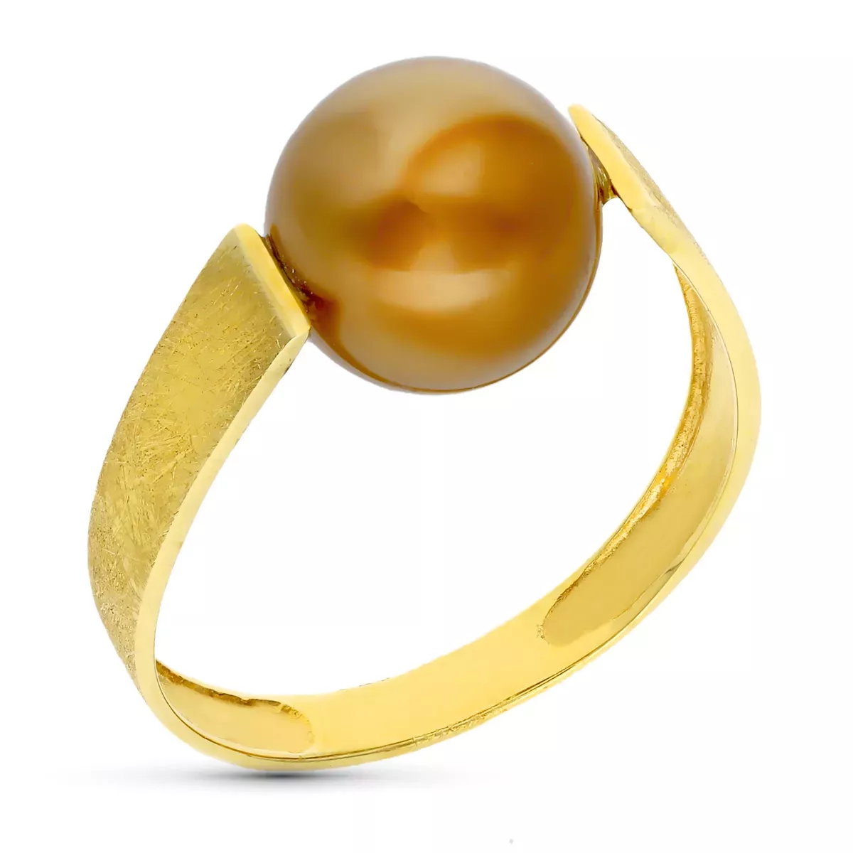 18K SORTIJA ORO AMARILLO PERLA CHOCOLATE 10 MM 2