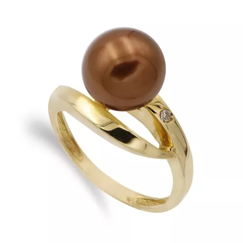 18K SORTIJA ORO AMARILLO CON CIRCONITA Y PERLA CHOCOLATE 10 MM 3