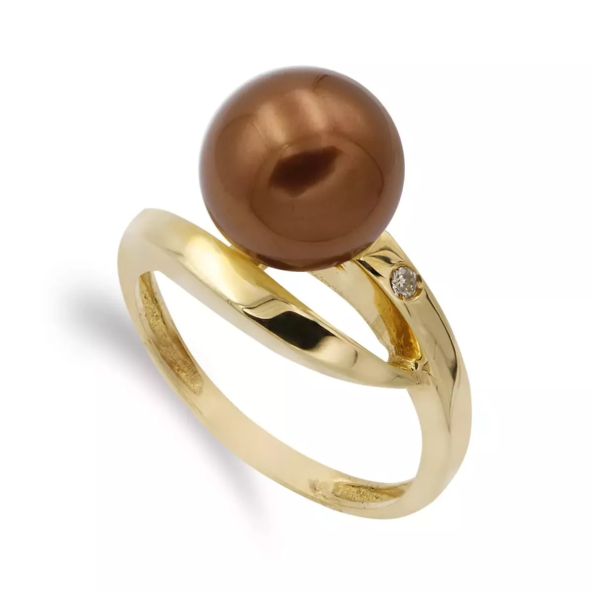 18K SORTIJA ORO AMARILLO CON CIRCONITA Y PERLA CHOCOLATE 10 MM 3
