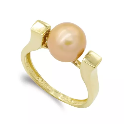 18K SORTIJA ORO AMARILLO PERLA CAMEL 9 MM 3