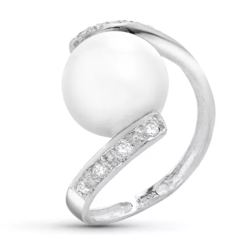 18K SORTIJA ORO BLANCO CON CIRCONITA Y PERLA 10 MM 2