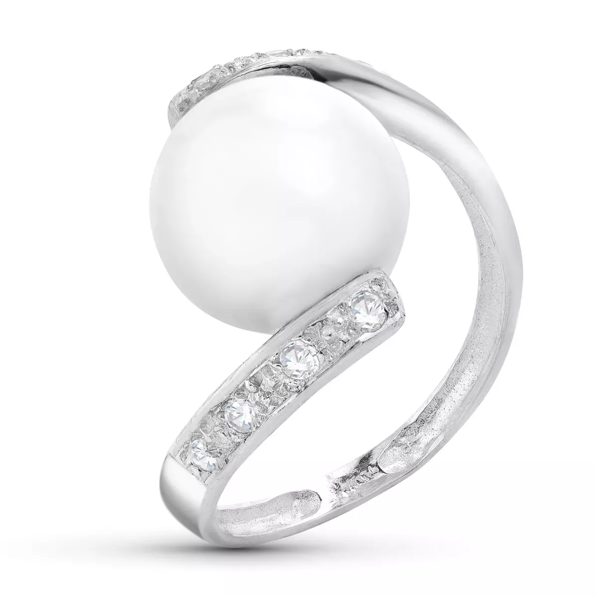 18K SORTIJA ORO BLANCO CON CIRCONITA Y PERLA 10 MM 2
