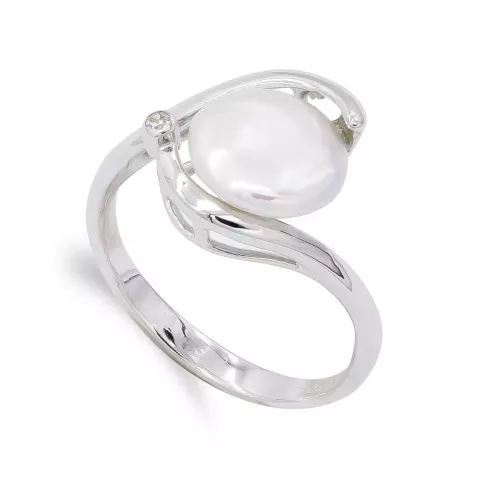 18K SORTIJA ORO BLANCO Y PERLA BOTON 9 MM 3