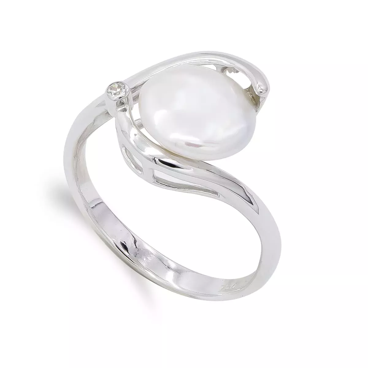 18K SORTIJA ORO BLANCO Y PERLA BOTON 9 MM 3