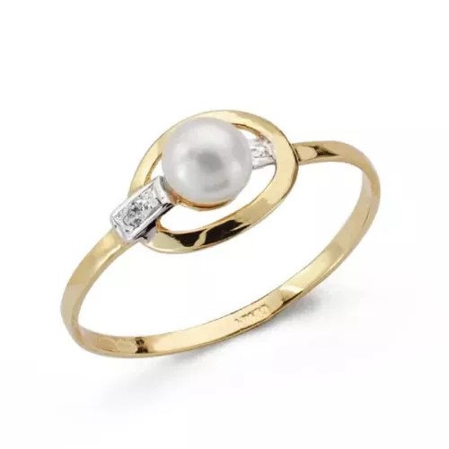 18K SORTIJA ORO BICOLOR COMUNION CON MOTIVO OVAL Y PERLA 0