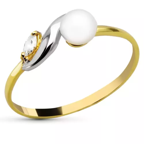 18K SORTIJA ORO BICOLOR CON PERLA 4