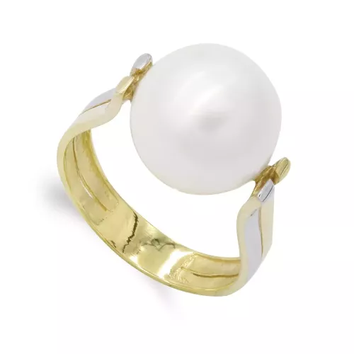 18K SORTIJA ORO BICOLOR CON PERLA REDONDA DE 12 MM 3