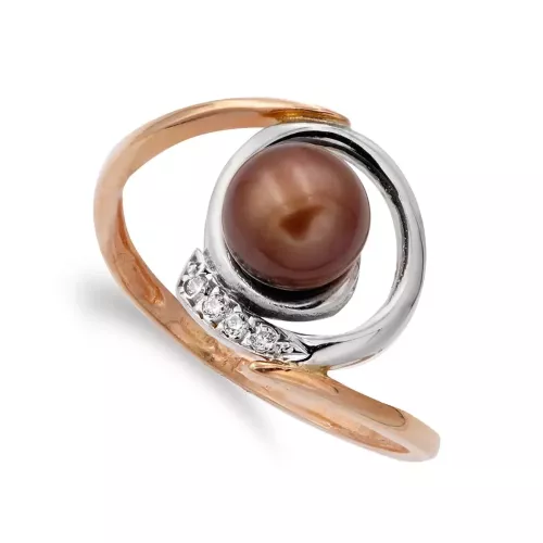 18K SORTIJA ORO BICOLOR CON PERLA 7 MM CUERPO ORO ROSA 2 MM 2