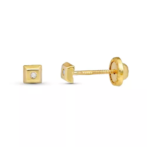 9K PENDIENTES ORO AMARILLO DIAMANTES 0.02K TUERCA SI-H 0