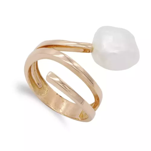 18K SORTIJA ORO ROSA CRUZADA CON PERLA BARROCA. 24X16 MM 4