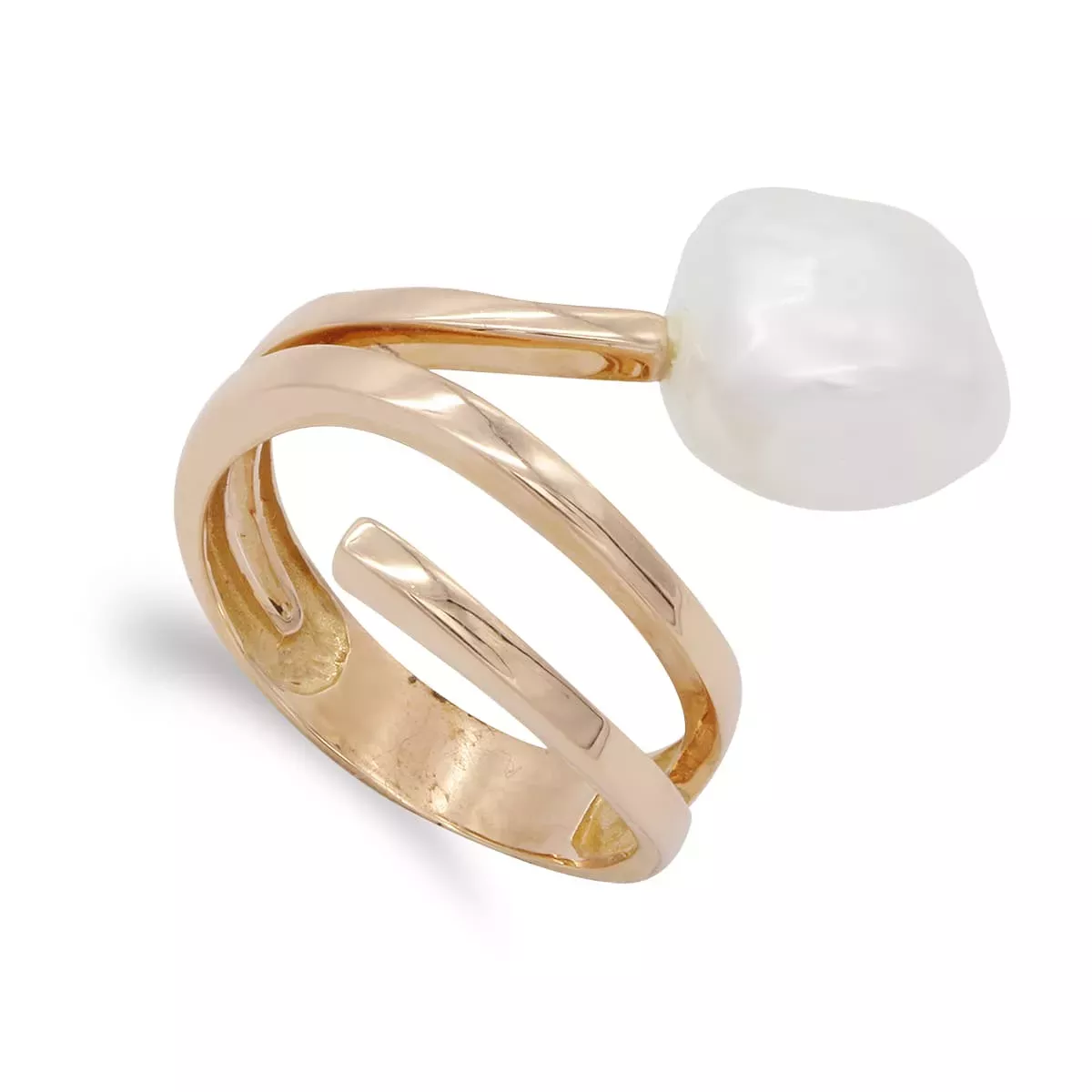 18K SORTIJA ORO ROSA CRUZADA CON PERLA BARROCA. 24X16 MM 4