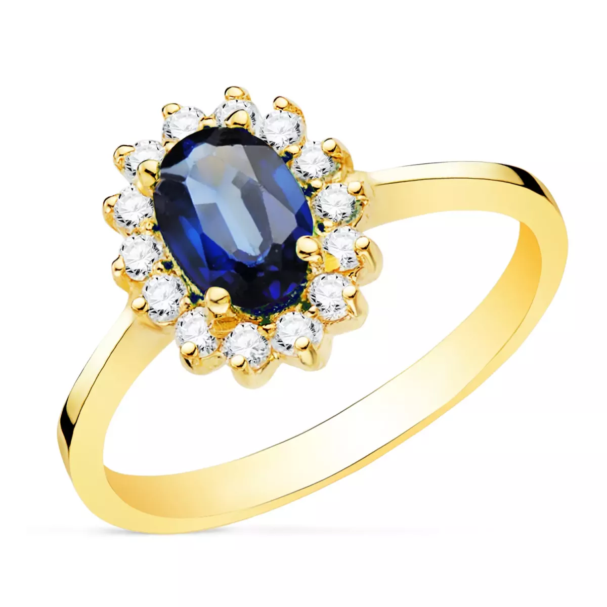 18K SORTIJA ORO AMARILLO DIAMANTES Y ZAFIRO 7X5 MM 0