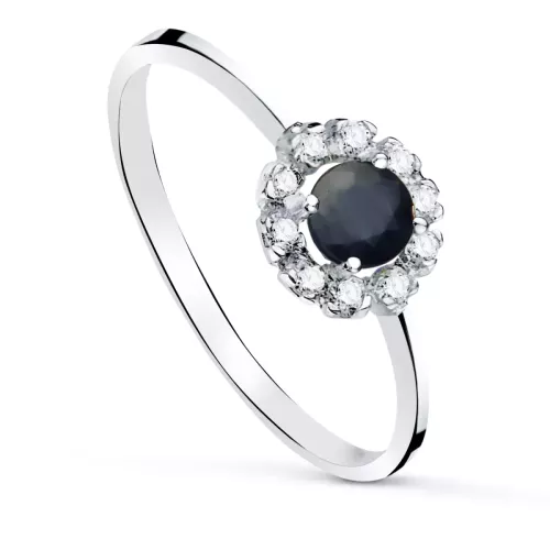18K SORTIJA ORO BLANCO CON ZAFIRO 4MM Y 0