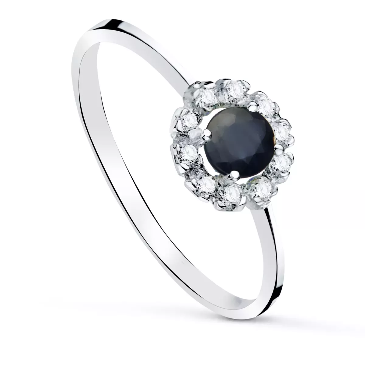 18K SORTIJA ORO BLANCO CON ZAFIRO 4MM Y 0