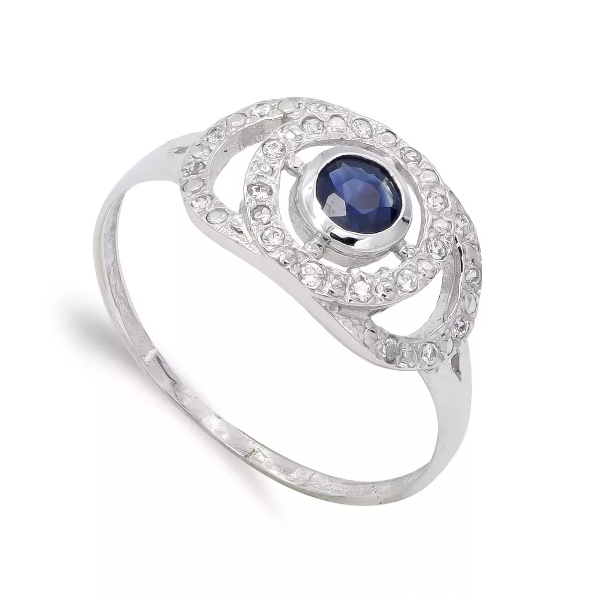 18K SORTIJA ORO BLANCO MOTIVO CON CIRCONITA Y ZAFIRO. ANCHO: 9 MM 1