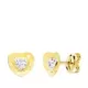 9K PENDIENTES ORO AMARILLO COMUNION CORAZON Y CIRCONITA 7X7 MM PRESION 0