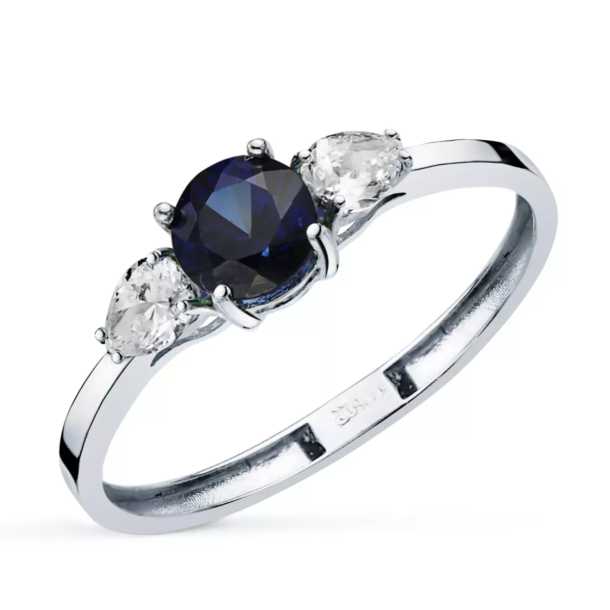 18K SORTIJA ORO BLANCO ZAFIRO 5 MM 0