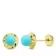 9K PENDIENTES ORO AMARILLO TUERCA TURQUESA ORLA 6 MM 0