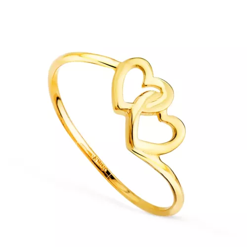 18K SORTIJA ORO AMARILLO CORAZONES ENTRELAZADOS. ANCHO: 7 MM 1