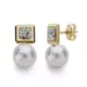 9K PENDIENTES ORO AMARILLO PERLA 7.5-8 MM TOTAL 14X8 MM CIERRE PRESION 0
