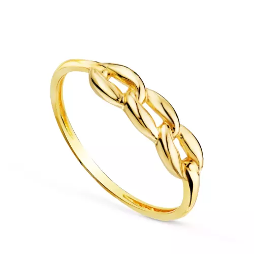18K SORTIJA ORO AMARILLO CON TRES ESLABONES LISOS EN BRILLO. ANCHO: 4 MM 0