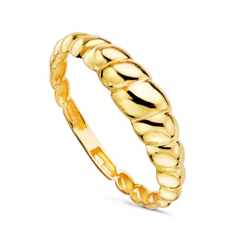 18K SORTIJA ORO AMARILLO CROISSANT GALLONES BRILLO. ANCHO: 4.5 MM 0