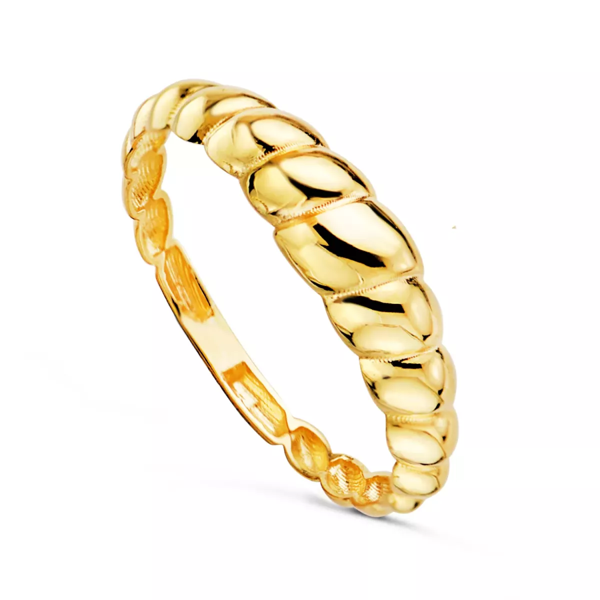 18K SORTIJA ORO AMARILLO CROISSANT GALLONES BRILLO. ANCHO: 4.5 MM 0