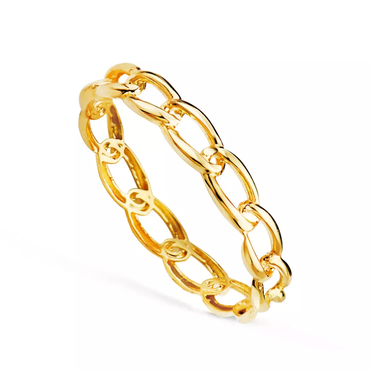 18K SORTIJA ORO AMARILLO LISA ESLABONES BILBAO EN BRILLO. ANCHO: 3 MM 1