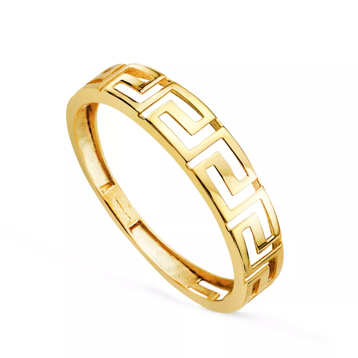 18K SORTIJA ORO AMARILLO LISA GRECA CALADA EN BRILLO. ANCHO: 4 MM 1