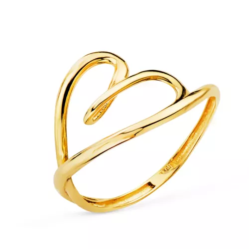 18K SORTIJA ORO AMARILLO CORAZON CRUZADO EN BRILLO. ANCHO: 12 MM 1