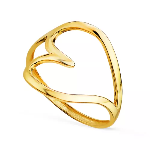 18K SORTIJA ORO AMARILLO CORAZON LISO EN BRILLO. ANCHO 16 MM 1