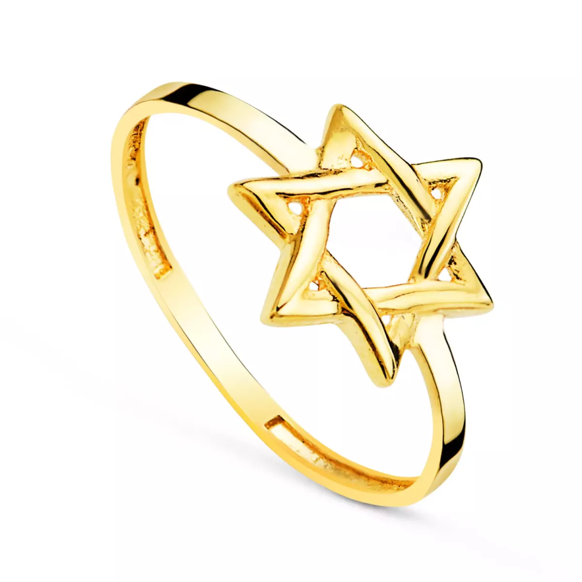 18K SORTIJA ORO AMARILLO CON ESTRELLA DE DAVID 10 X 9 MM. ANCHO: 1