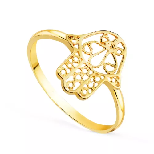 18K SORTIJA ORO AMARILLO MANO DE FATIMA CALADA. MEDIDA: 12X10 MM 1