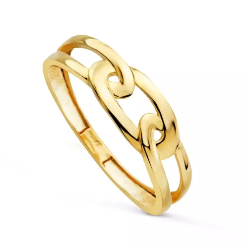 18K SORTIJA ORO AMARILLO LISA ESLABONES CALADOS. ANCHO: 6 MM 1