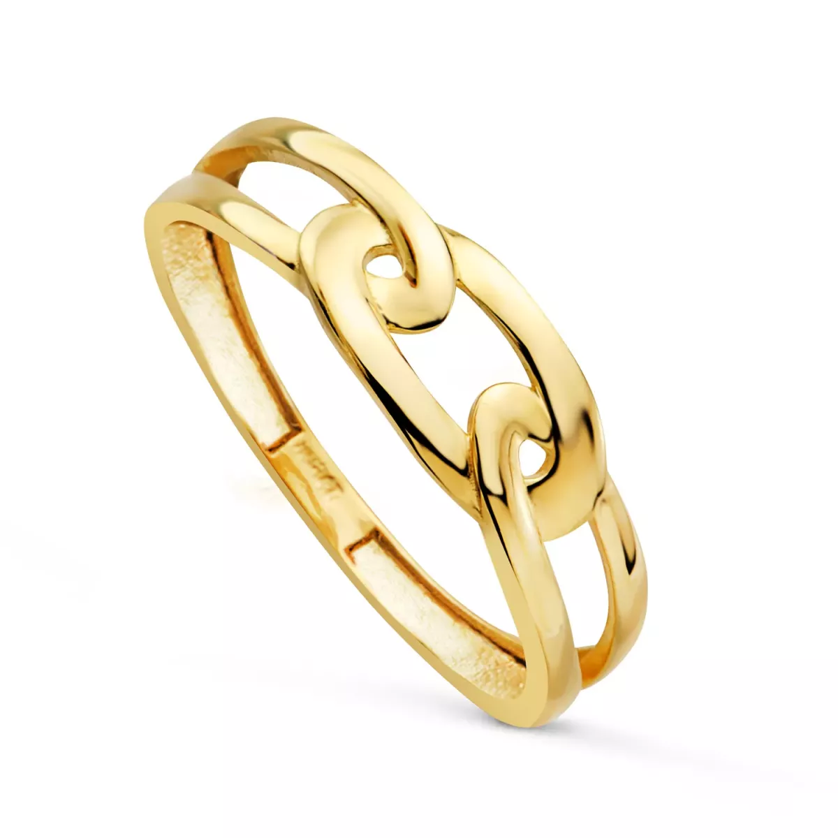 18K SORTIJA ORO AMARILLO LISA ESLABONES CALADOS. ANCHO: 6 MM 1