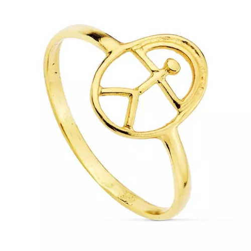 18K SORTIJA ORO AMARILLO OVAL CON INDALO CUERPO 1.5 MM. 12X8 MM 1