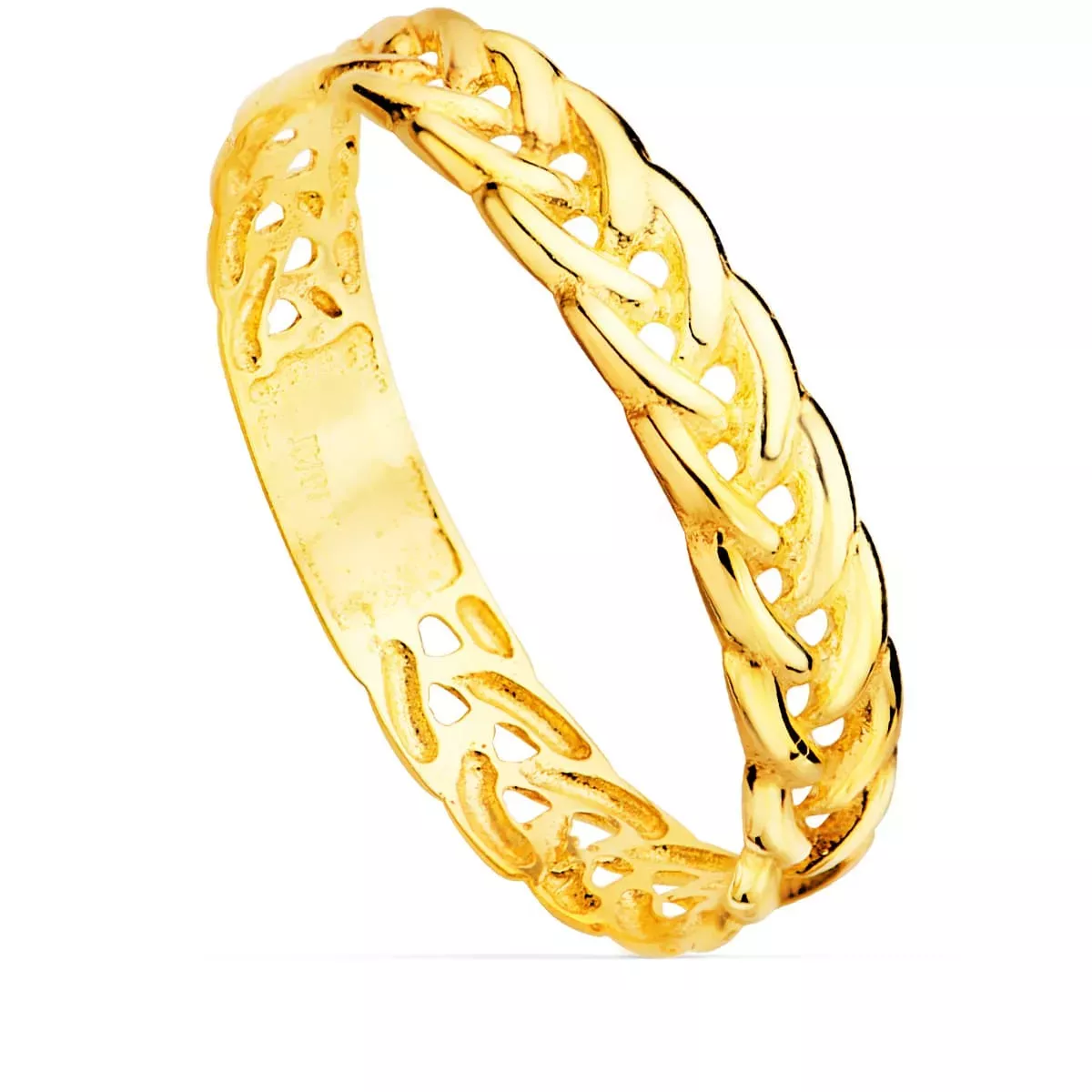 18K SORTIJA ORO AMARILLO TRENZADO ESPIGA ANCHO CUERPO 3.5 MM 1
