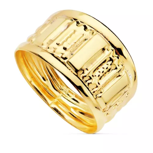 18K SORTIJA ORO AMARILLO TALLADA EN BRILLO. ANCHO 10 MM 1