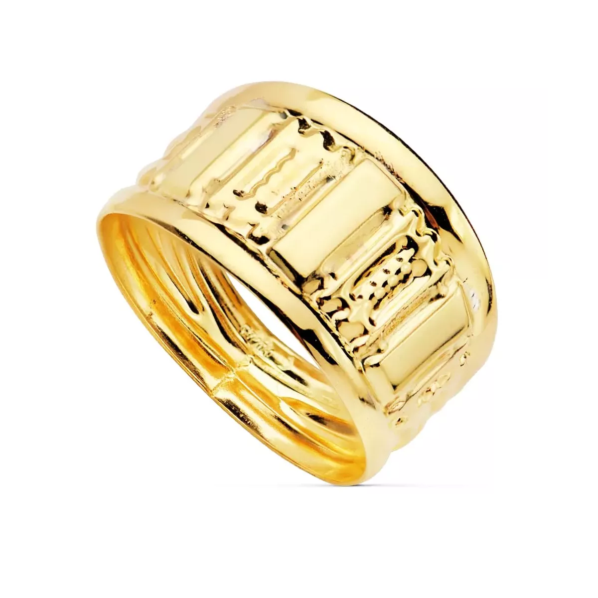 18K SORTIJA ORO AMARILLO TALLADA EN BRILLO. ANCHO 10 MM 1