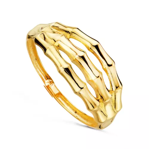 18K SORTIJA ORO AMARILLO CON TRIPLE CUERPO DE BAMBÃ EN BRILLO. ANCHO: 8 MM 1,10gr