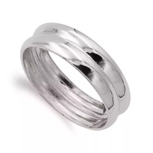 18K SORTIJA ORO BLANCO DOS BANDAS EN BRILLO. ANCHO: 7 MM 2